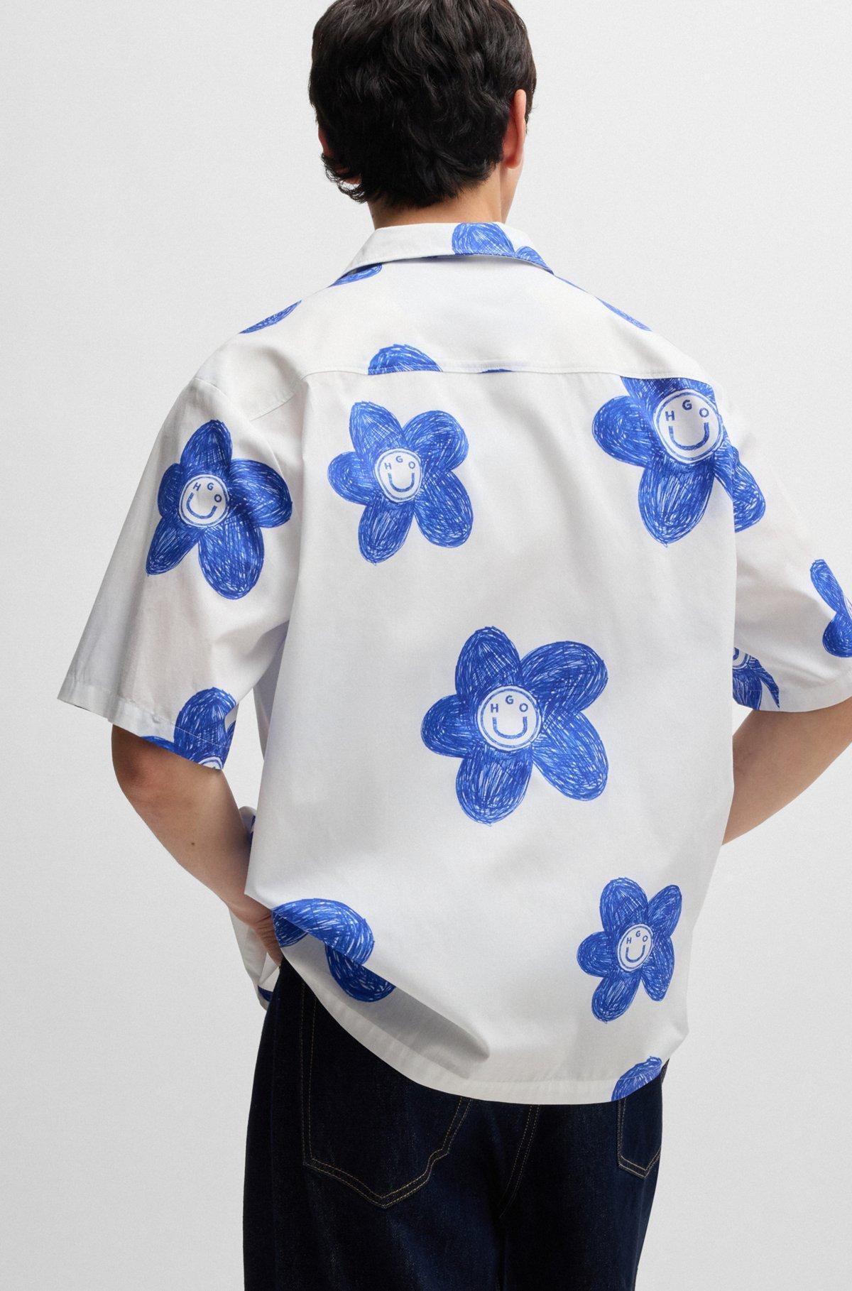 Relaxed-fit shirt in printed cotton poplin Product Image
