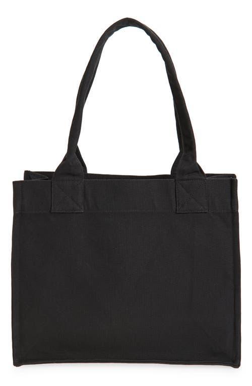 GANNI Black Shopper With Embroidered Logo On The Front In Denim Woman In Multicolor Product Image