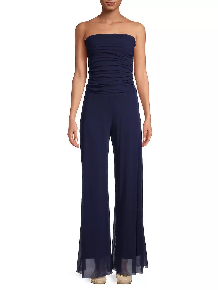 Womens Mesh Strapless Ruched Jumpsuit Product Image