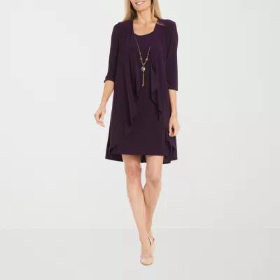 R & M Richards Womens Jacket Dress With Removable Necklace Product Image