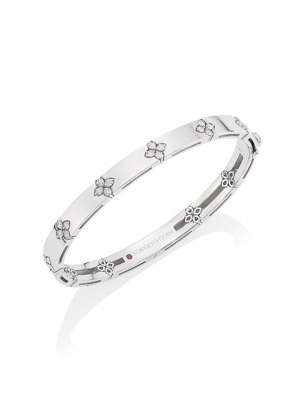 Womens Love In Verona 18K White Gold & Diamond Bangle Product Image