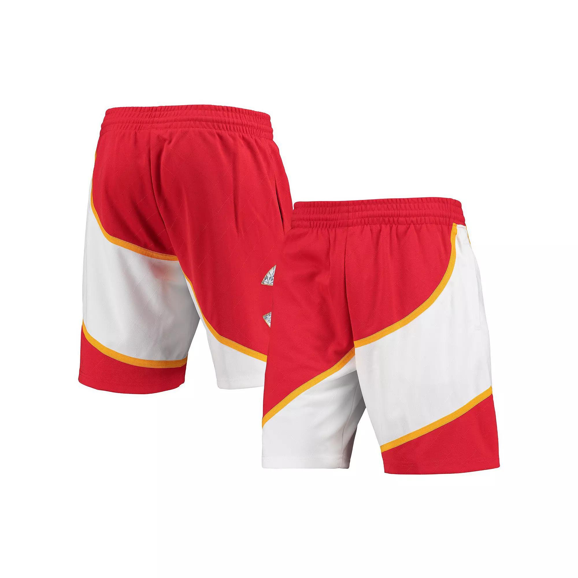 Men's Mitchell & Ness Red Atlanta Hawks 1986 Hardwood Classics 75th Anniversary Swingman Shorts,  Product Image