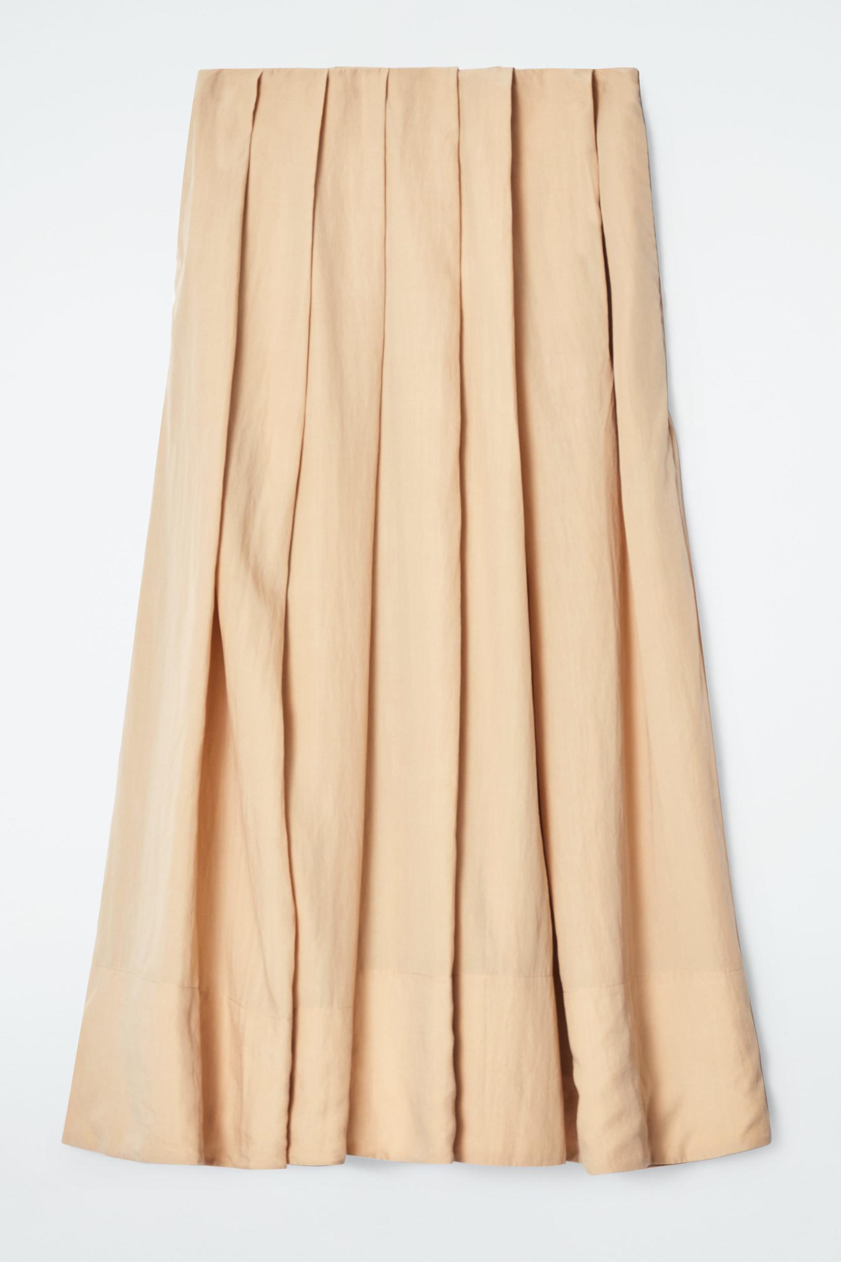 PLEATED A-LINE MIDI SKIRT Product Image