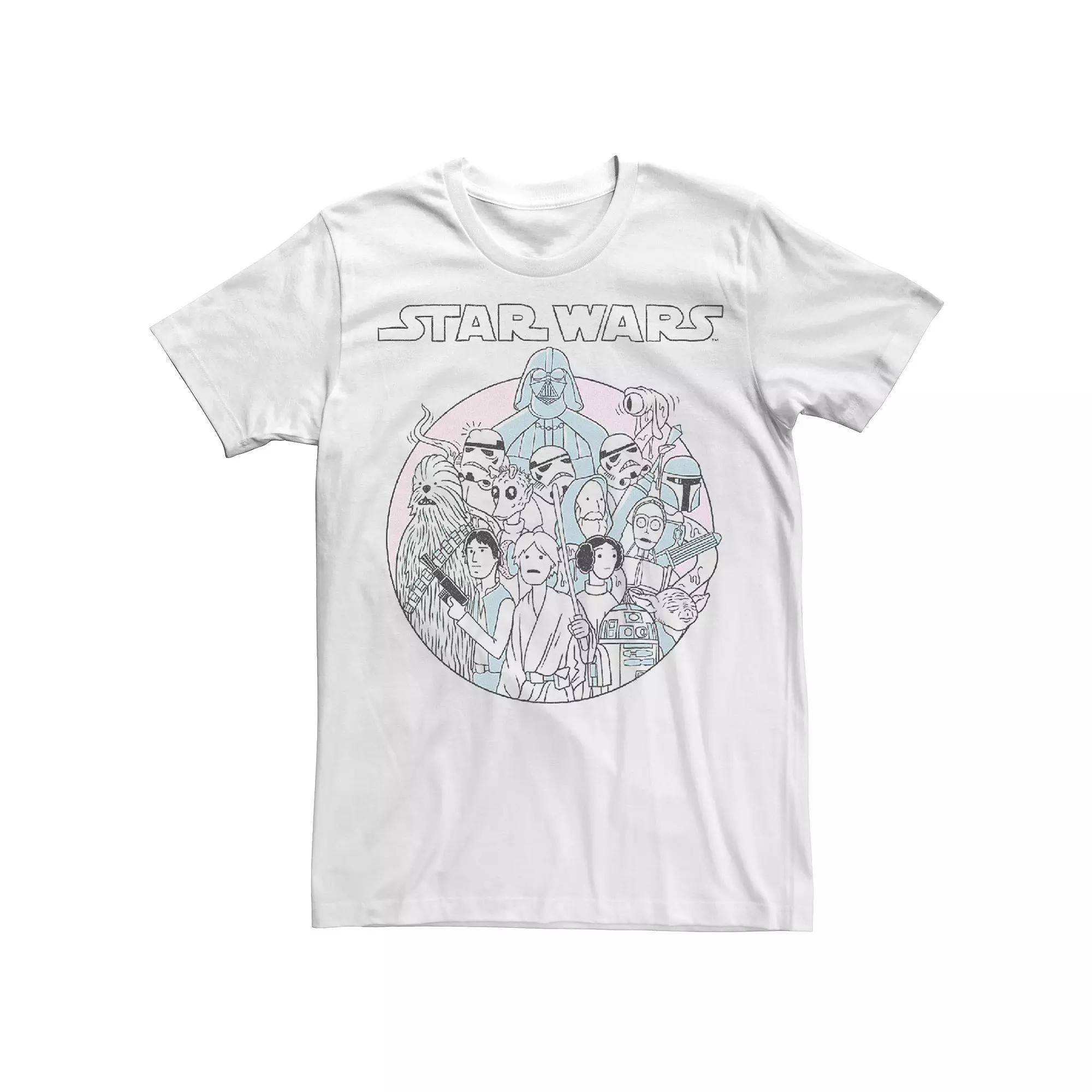 Men's Star Wars Heroes & Villains Pastel Doodle Tee, Size: Large, White Product Image