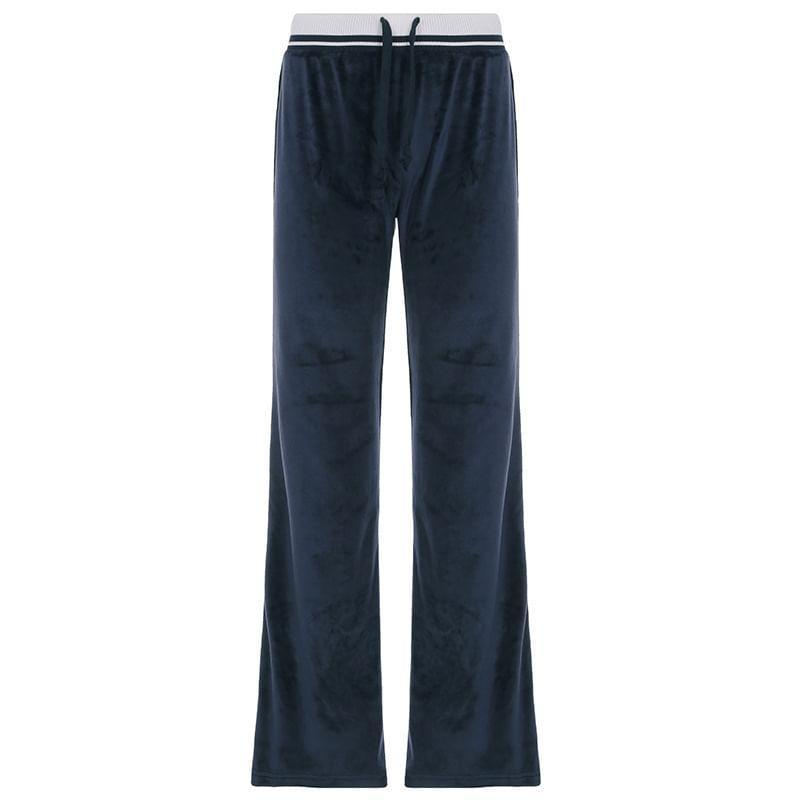 Low Waist Two Tone Wide Leg Sweatpants Product Image