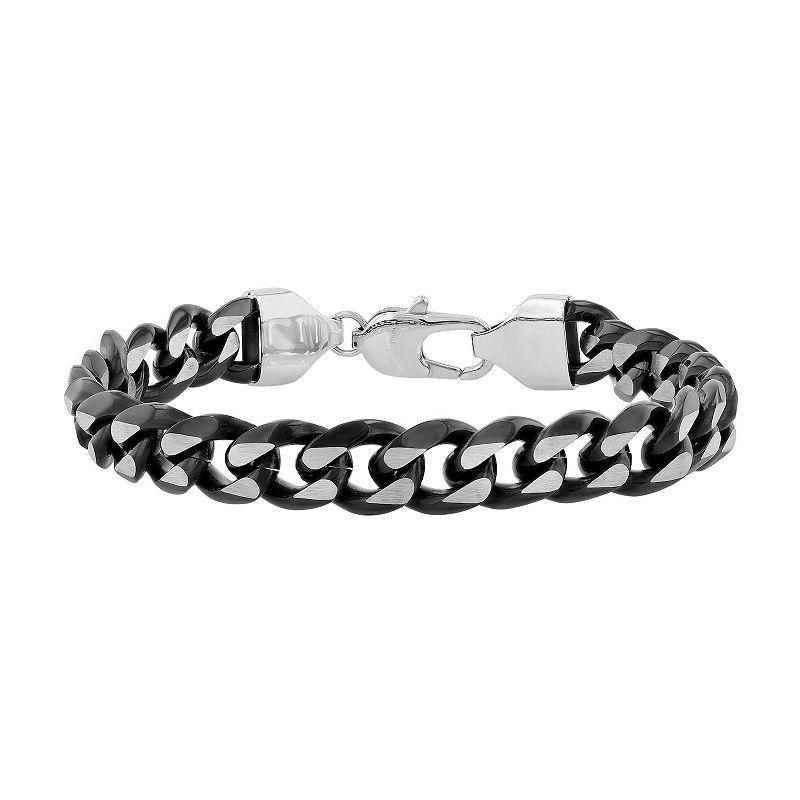 Steel Nation Mens Two Tone Stainless Steel Curb Link Bracelet Product Image