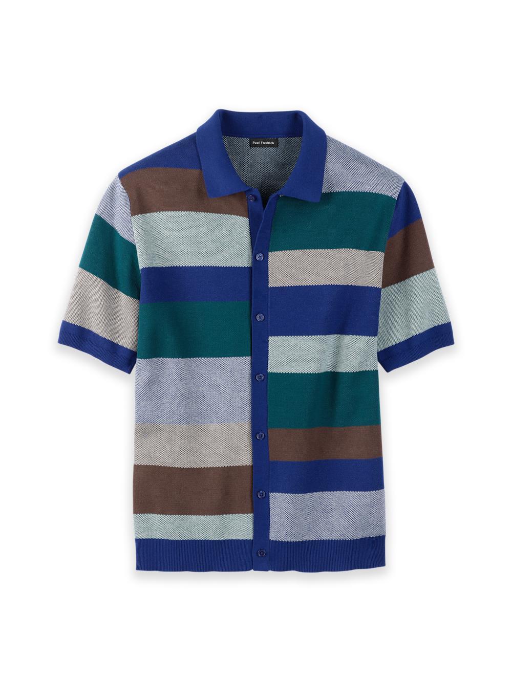 Cotton Button Front Polo - Multi Product Image