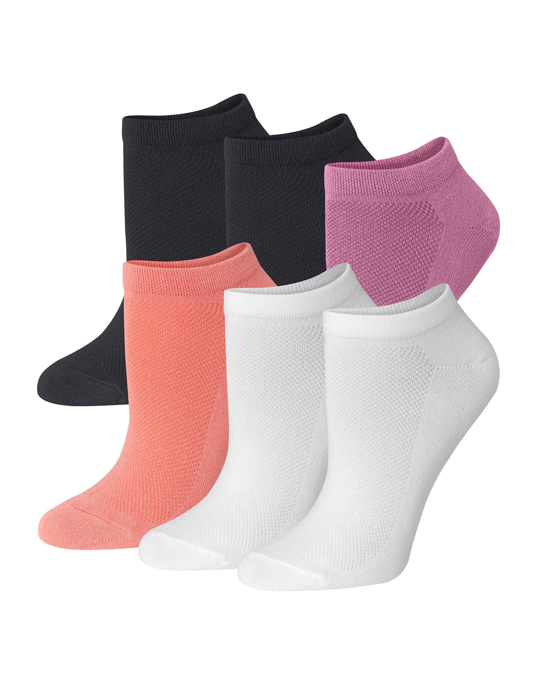 Hanes Originals Womens SuperSoft No Show Socks, Extended Sizes, 6-Pairs Black 8-12 Product Image