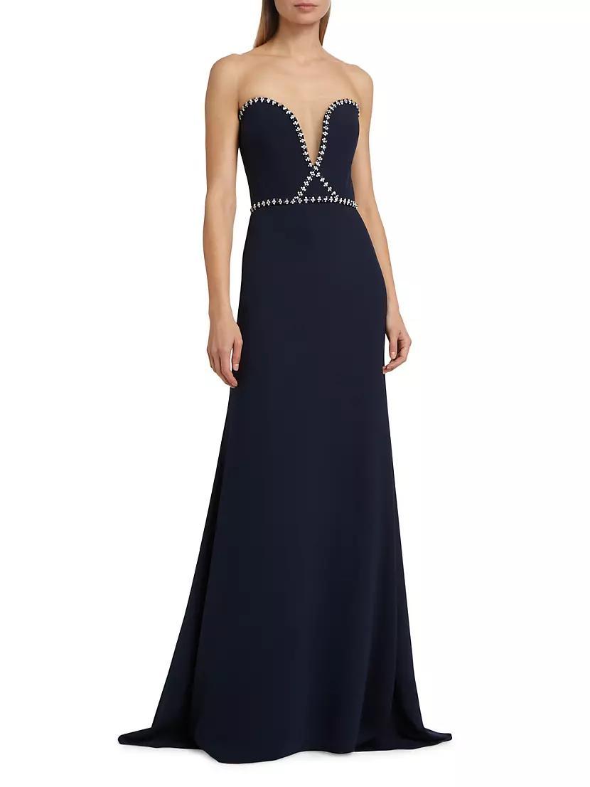 Embellished Crêpe Strapless A-Line Gown Product Image