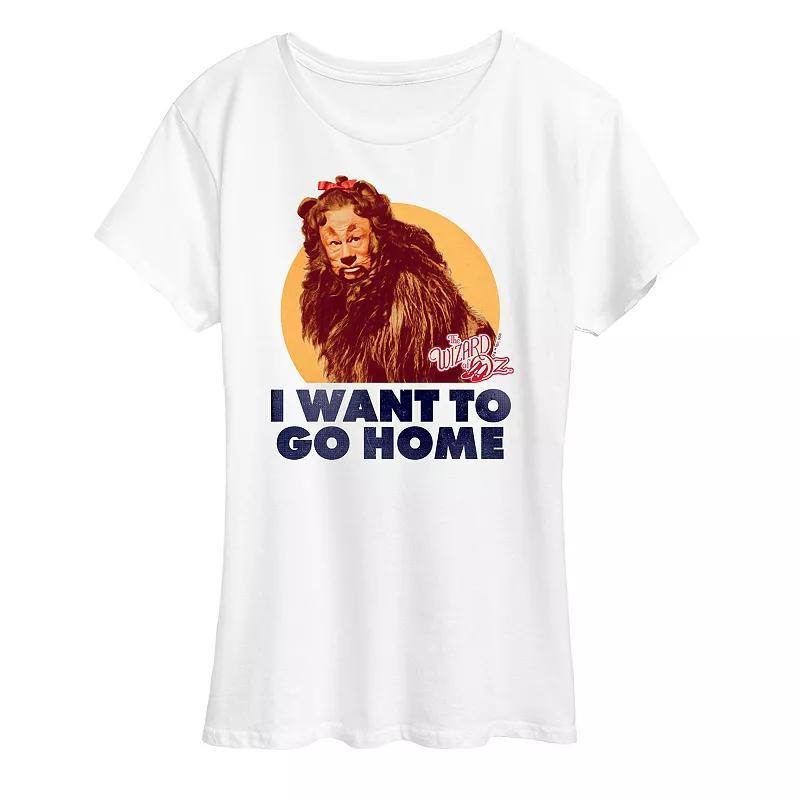 Womens The Wizard Of Oz Lion Home Graphic Tee Grey Green Product Image