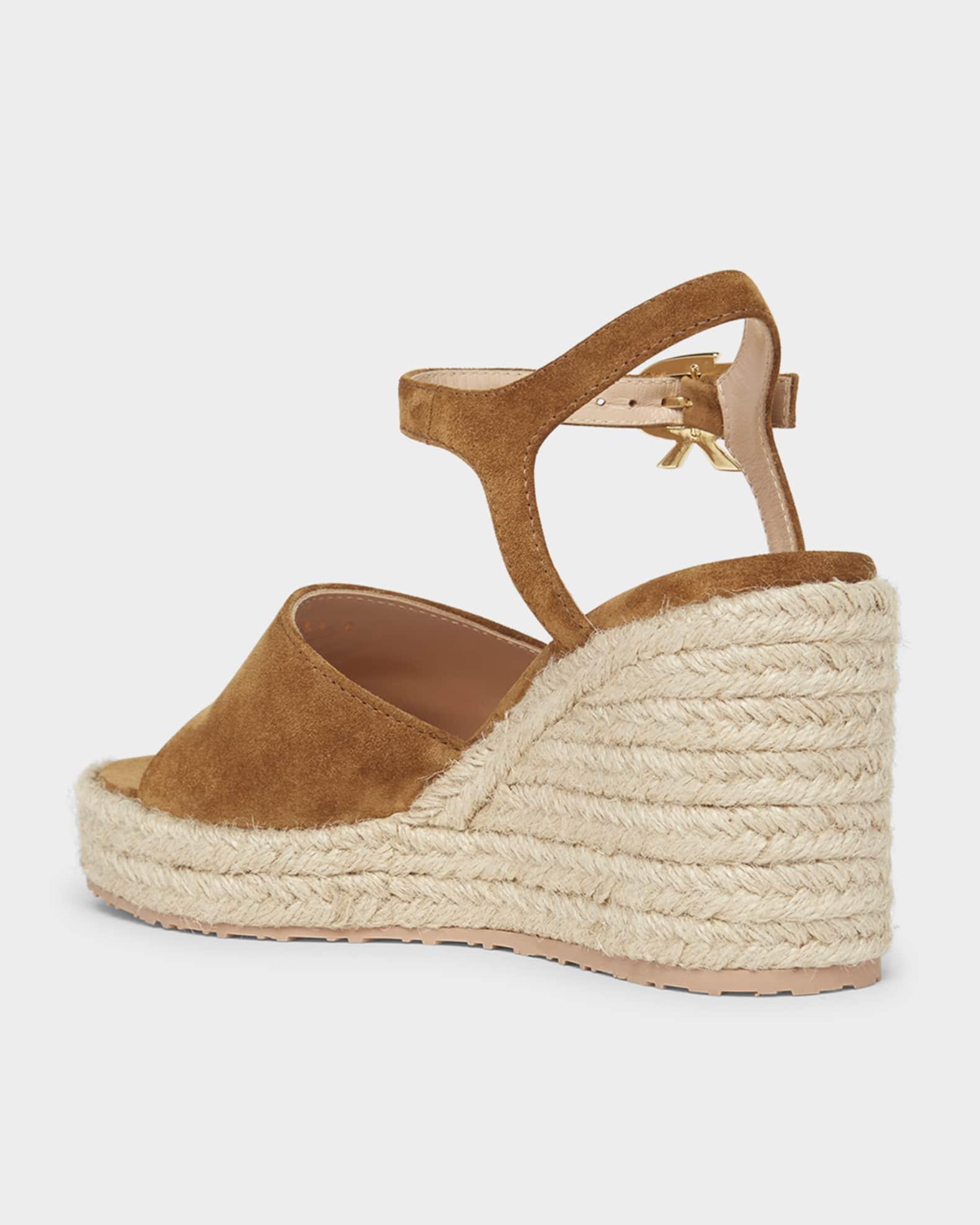 Suede Wedge Ankle-Strap Espadrilles Product Image