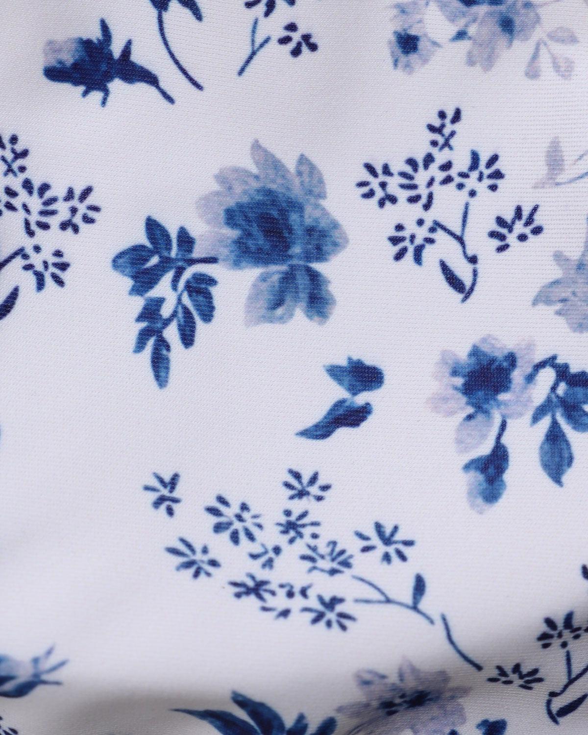 White Floral Drawstring Triangle Bikini Set Product Image