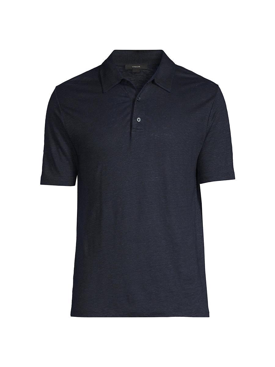 Mens Linen Polo Shirt, Coastal Blue, Size XXL Vince Product Image