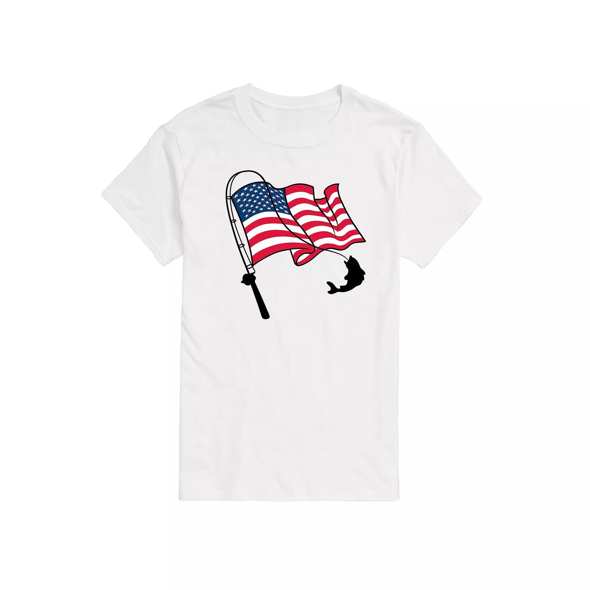 Men's Fishing Rod Flag Pole Graphic Tee,  Product Image
