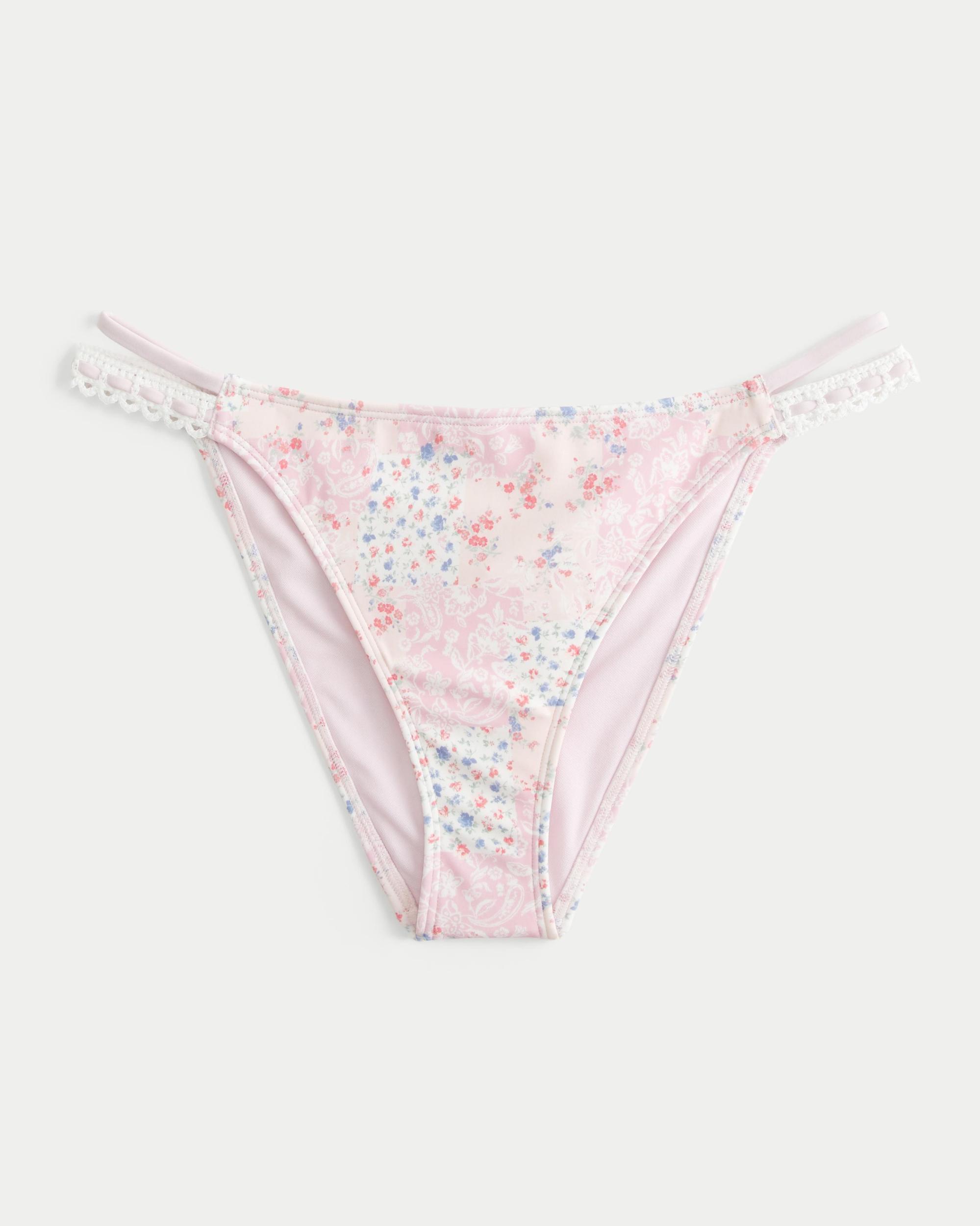 Crochet-Style Mixed High-Leg Cheeky Bikini Bottom Product Image