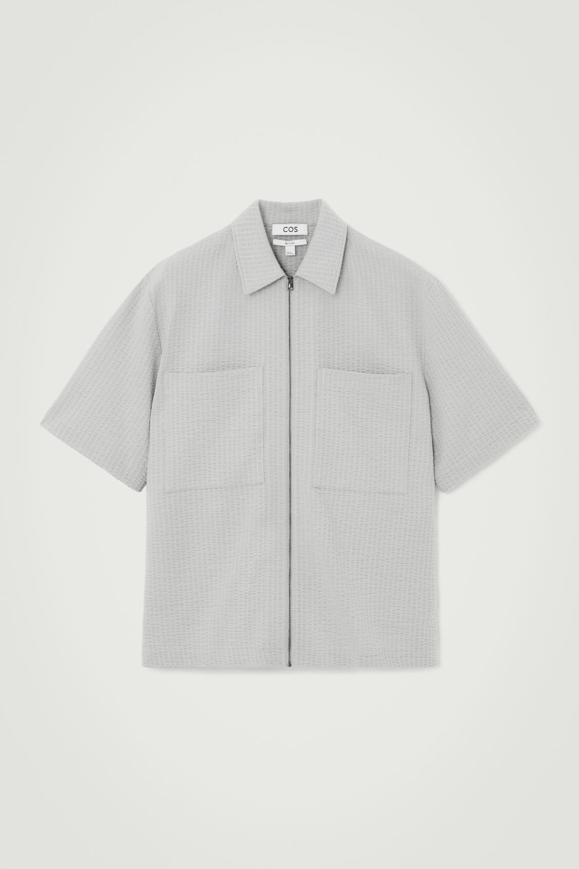 RELAXED SEERSUCKER COTTON ZIPPED SHIRT Product Image