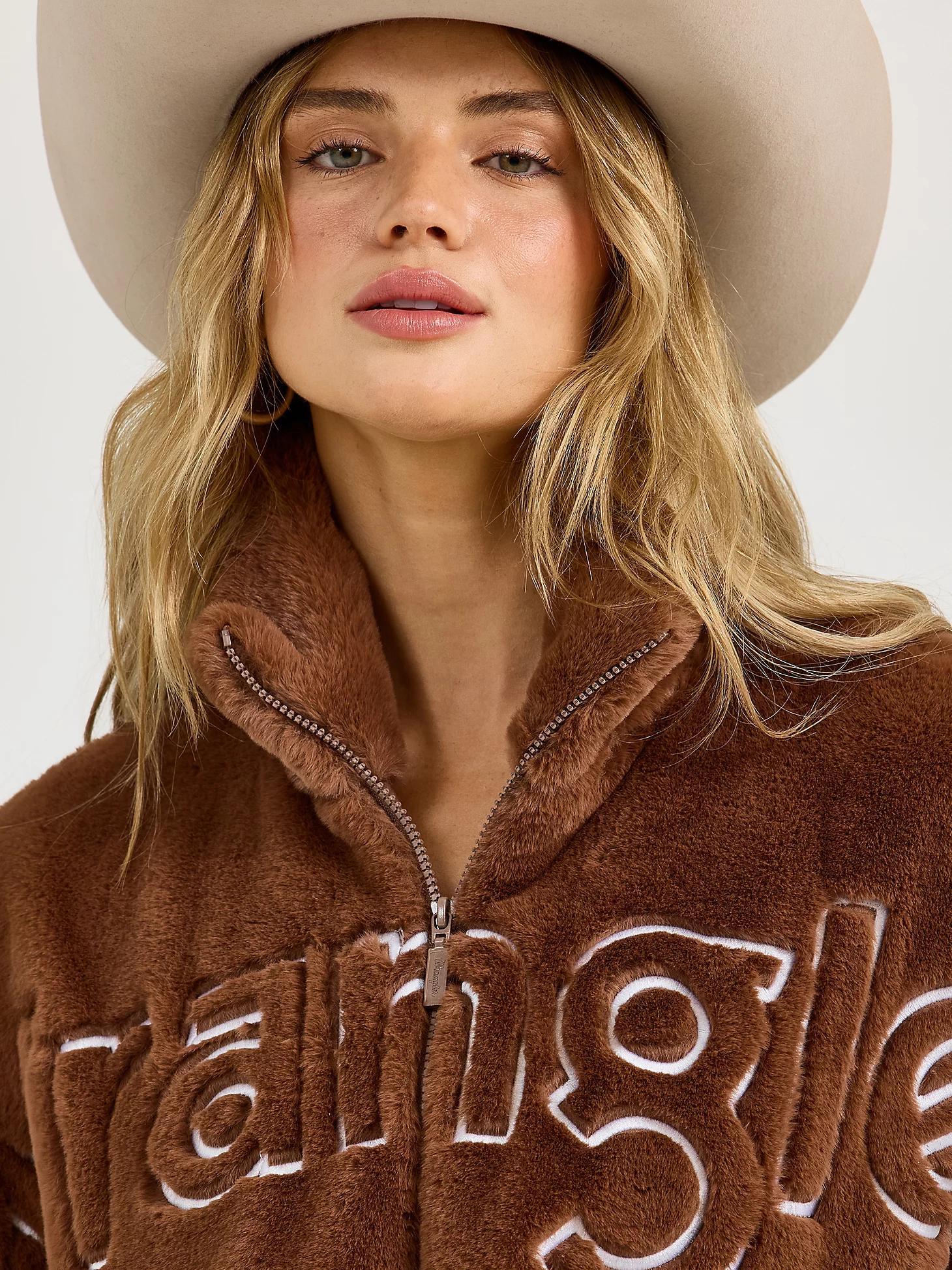 Women's Wrangler Logo Fuzzy Zip Jacket in Teddy Product Image