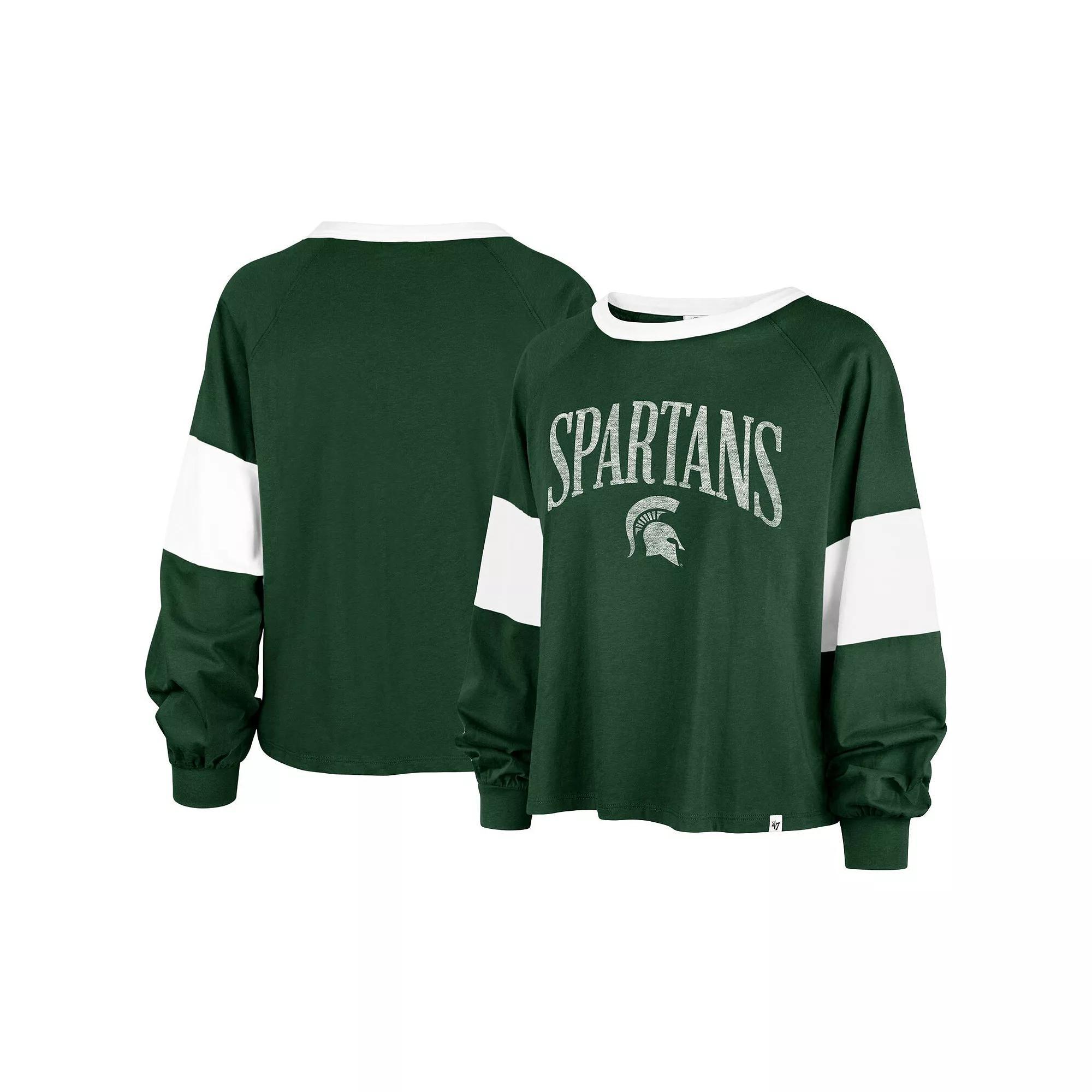 Women's '47 Navy North Carolina Tar Heels Upside Rhea Raglan Long Sleeve T-Shirt,  Product Image