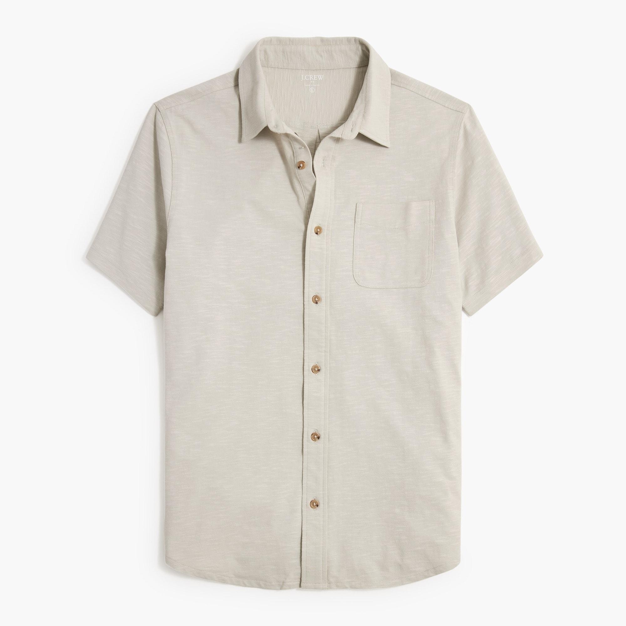 Short-sleeve knit button-down shirt Product Image