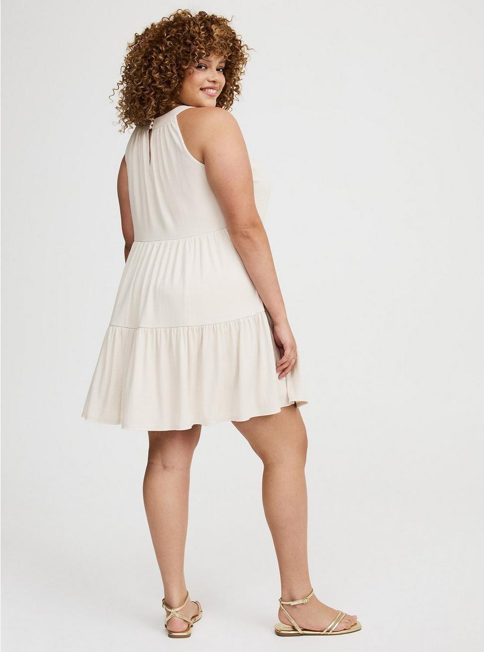 High-Neck Crochet Mini Dress Product Image