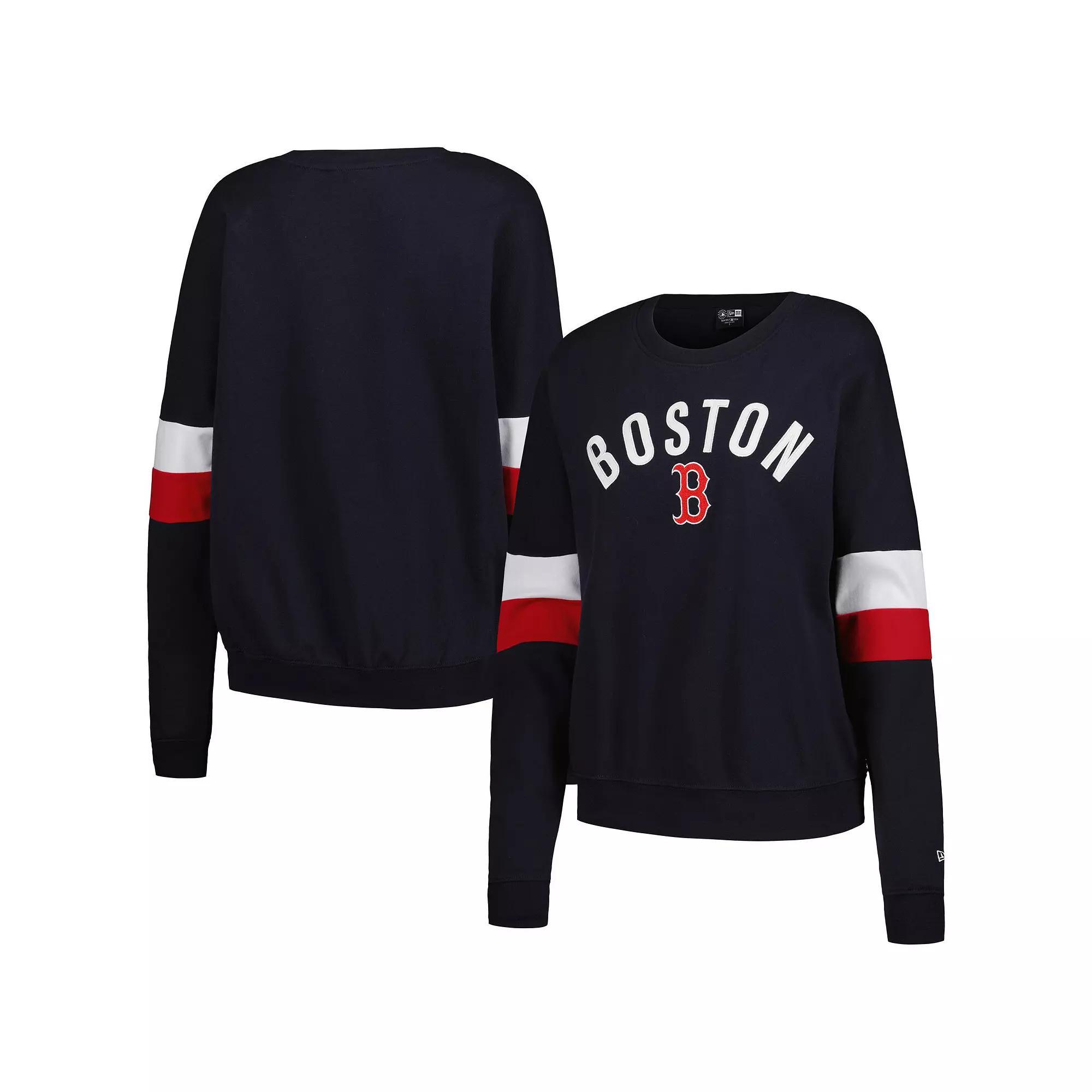 Women's New Era Navy Boston Red Sox Game Day Crew Pullover Sweatshirt,  Product Image