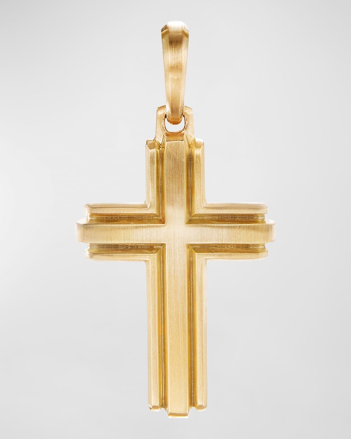 Mens Deco Cross Pendant in 18K Gold, 34mm Product Image