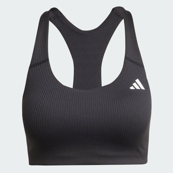 adidas Powerimpact Rib Medium Support Training Bra Black M A-B Womens Product Image