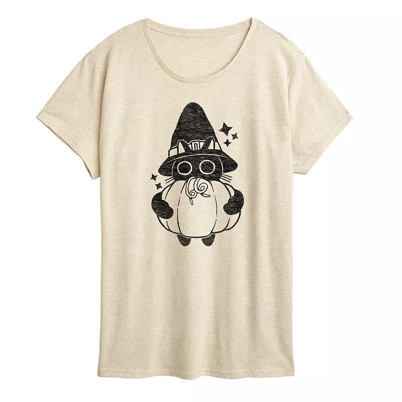 Women's Witch Cat With Pumpkin Graphic Tee,  Product Image