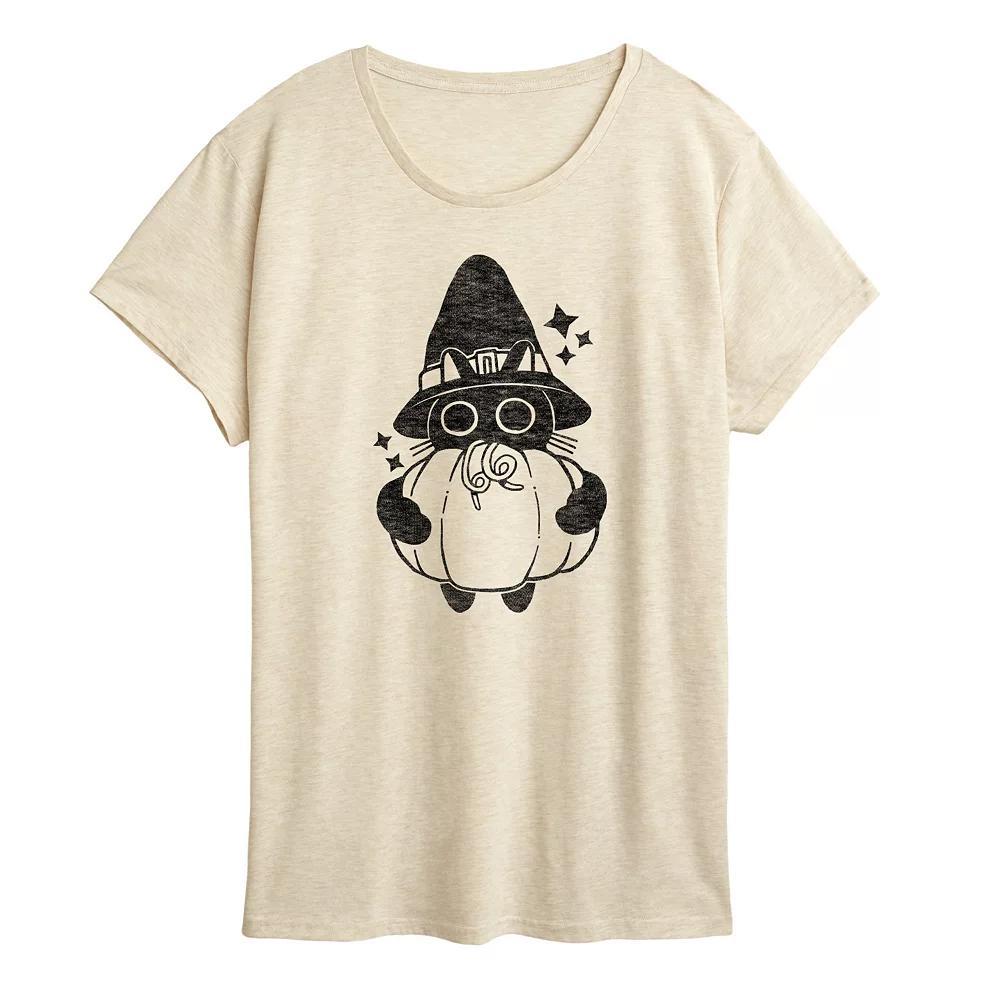 Women's Witch Cat With Pumpkin Graphic Tee,  Product Image