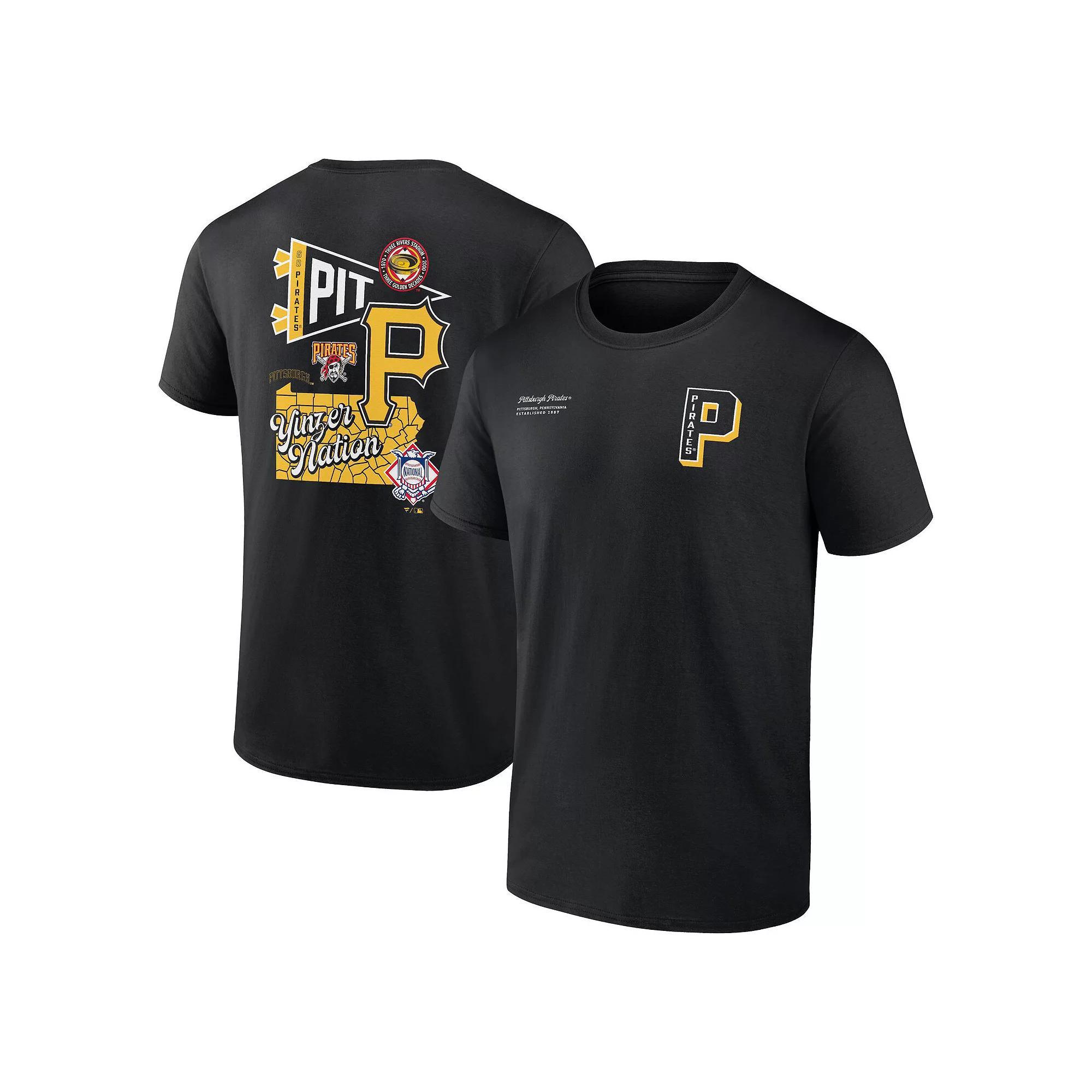 Men's Fanatics Branded Black Pittsburgh Pirates Split Zone T-Shirt, Size: Small Product Image