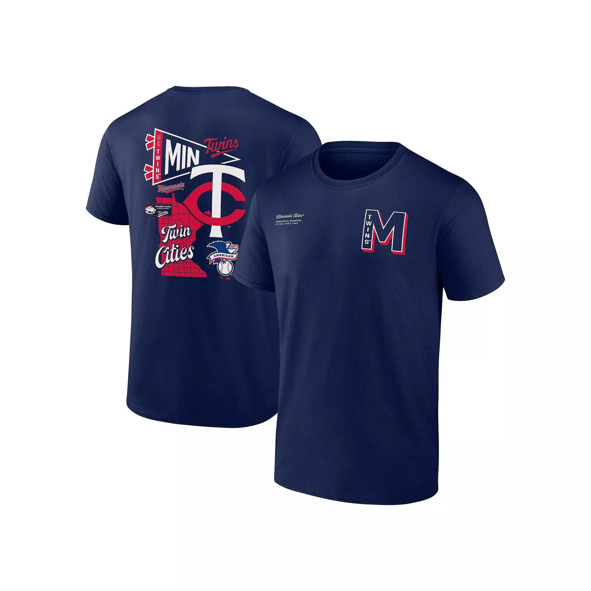 Men's Fanatics Branded Navy Minnesota Twins Split Zone T-Shirt,  Product Image