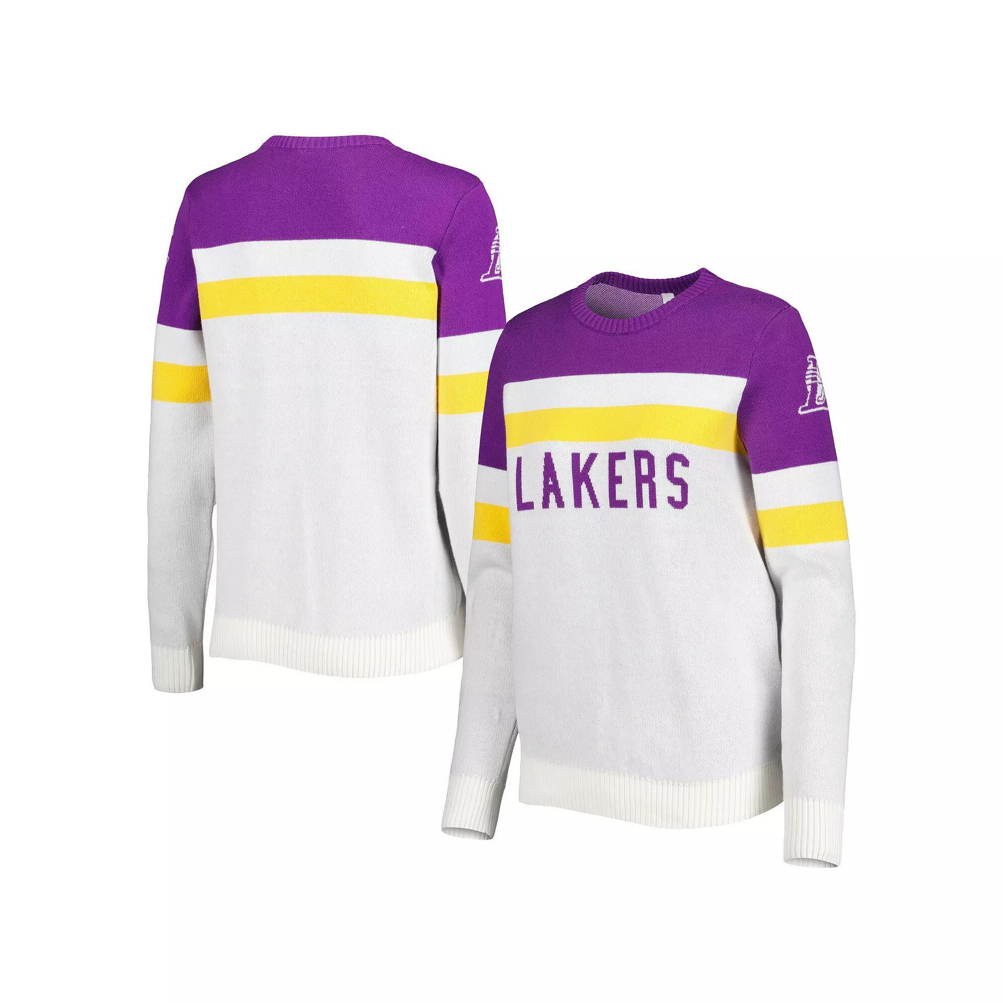 Womens Lusso /Cream Los Angeles Lakers Dominique Pullover Sweater Product Image