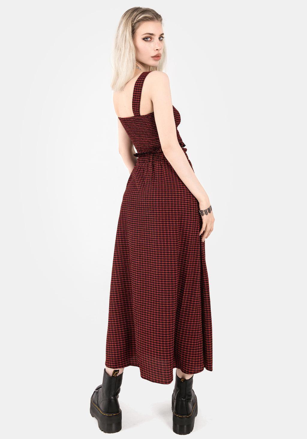 Carmine Textured Check Crop Top Product Image