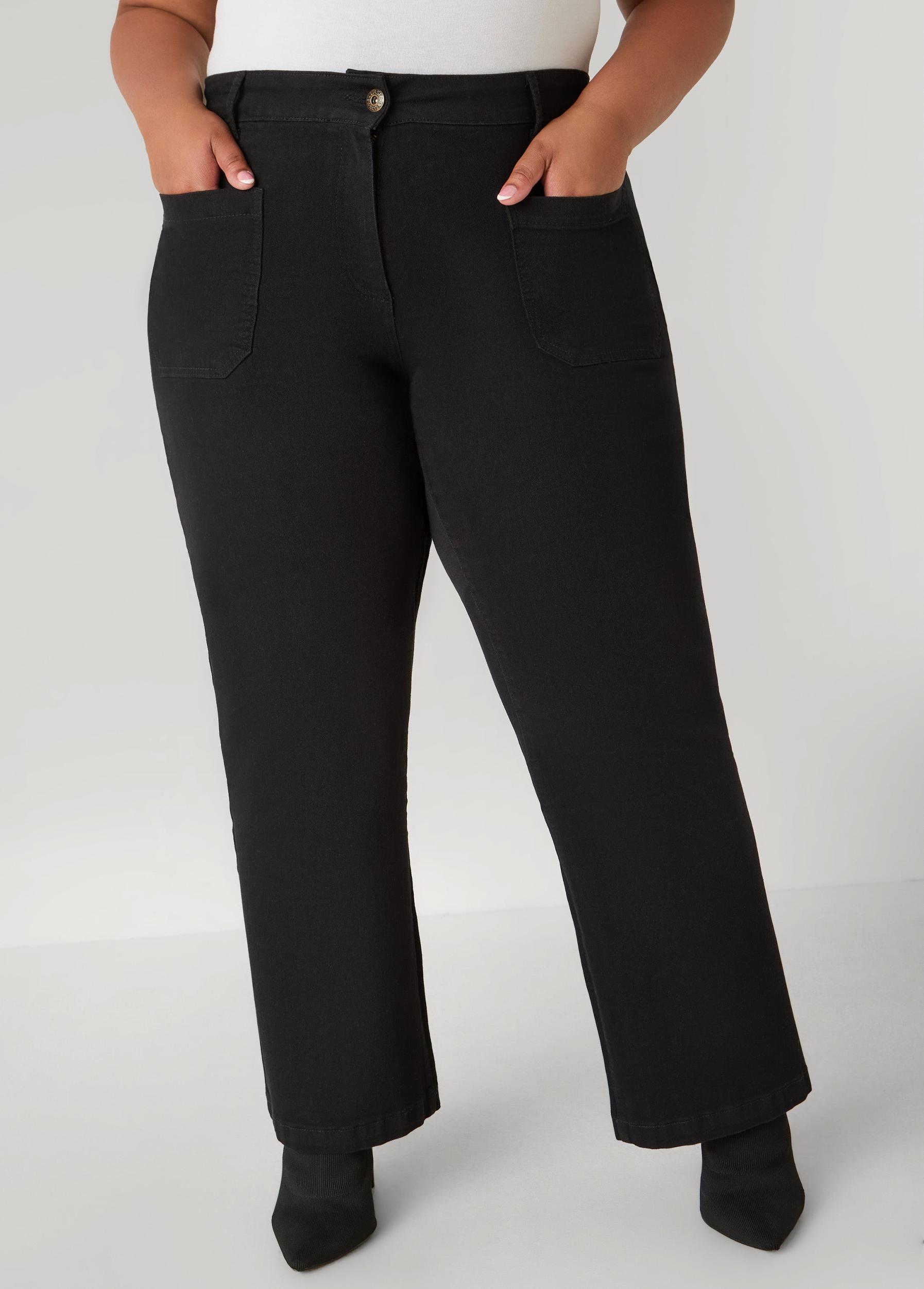 Plus Size Patch Pocket Flared Jeans Ashley Stewart Product Image