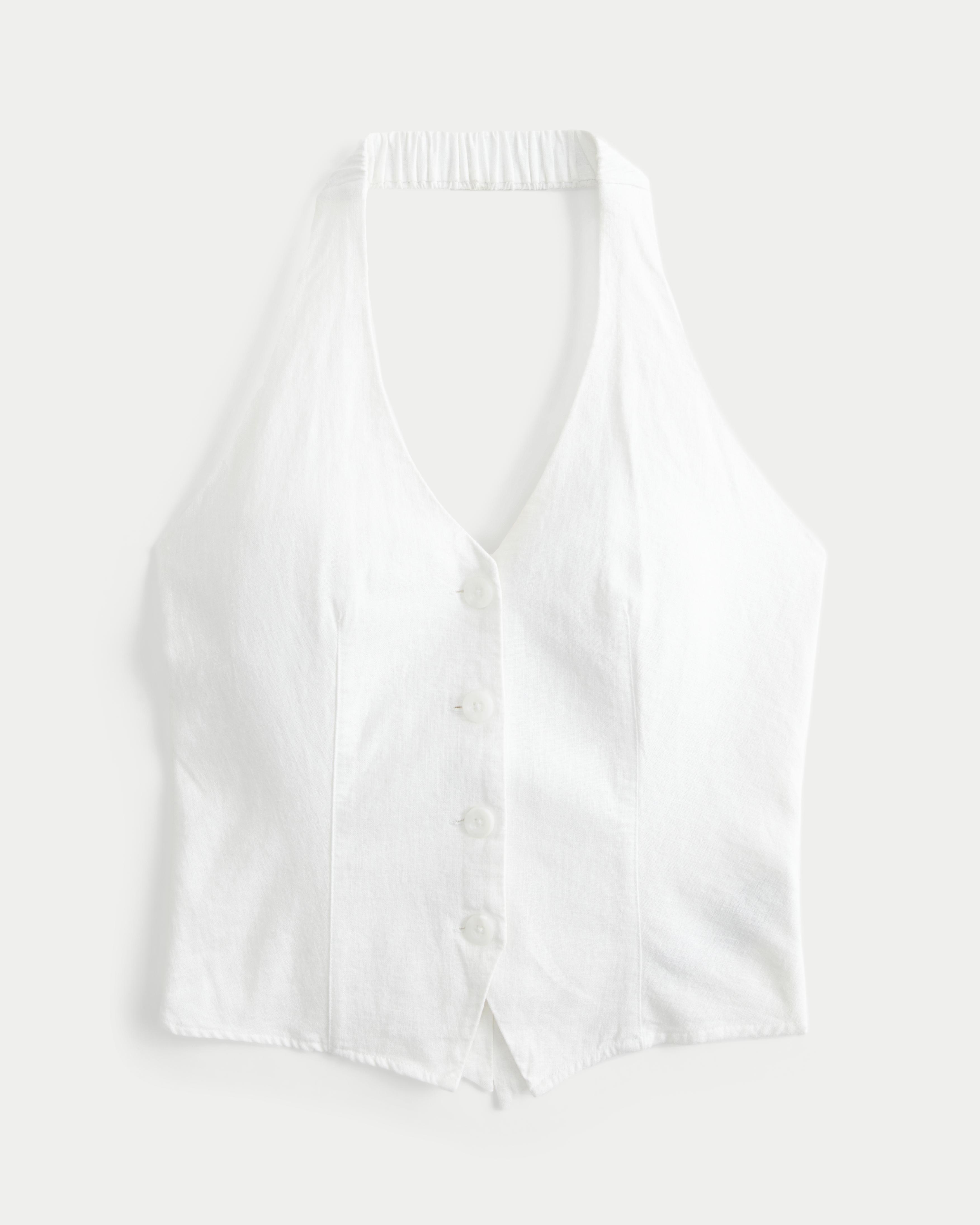 Linen-Blend Open-Back Vest Product Image