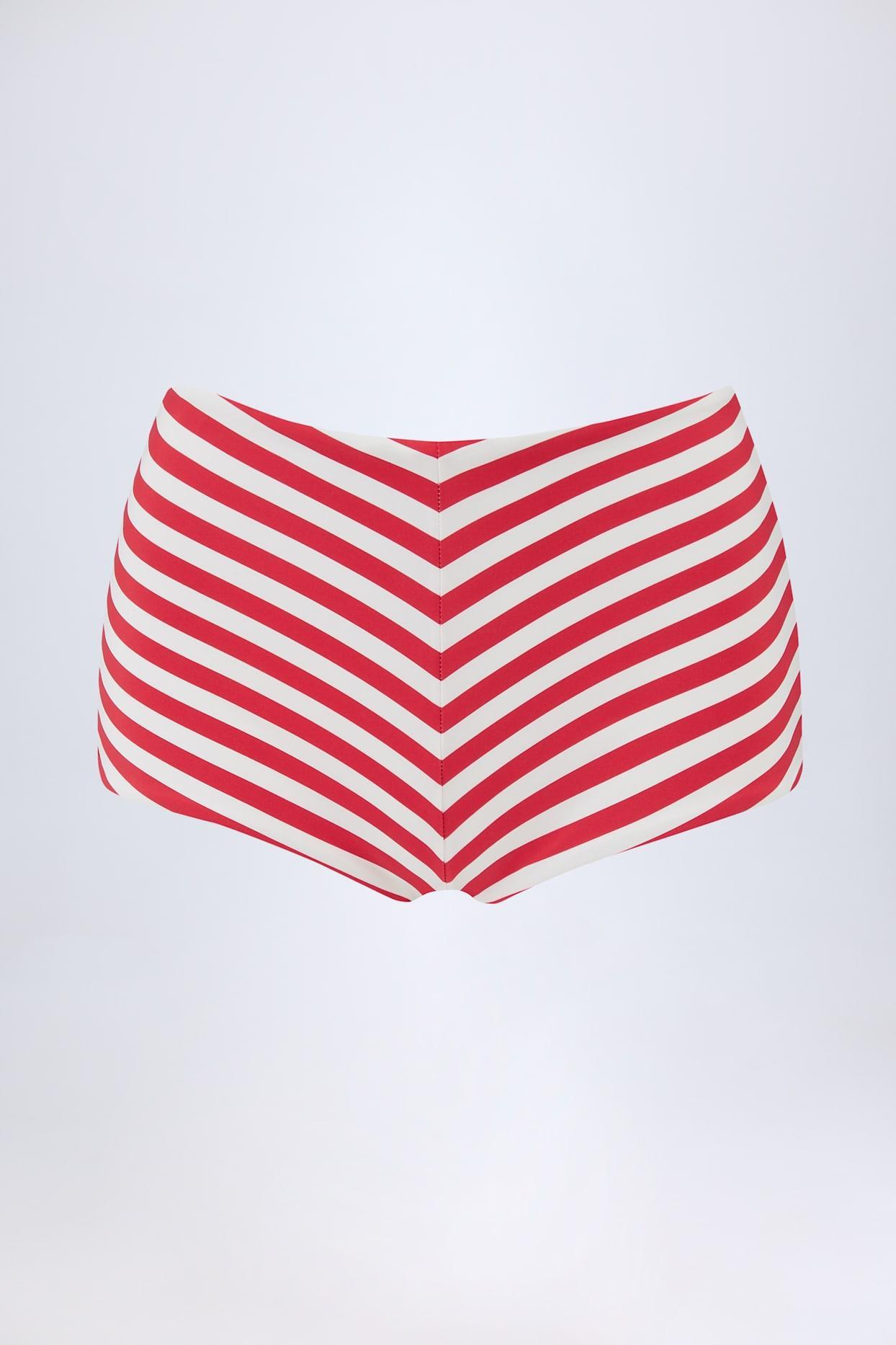 Mid-Rise Hot Pants in Cherry Red Stripe Female Product Image