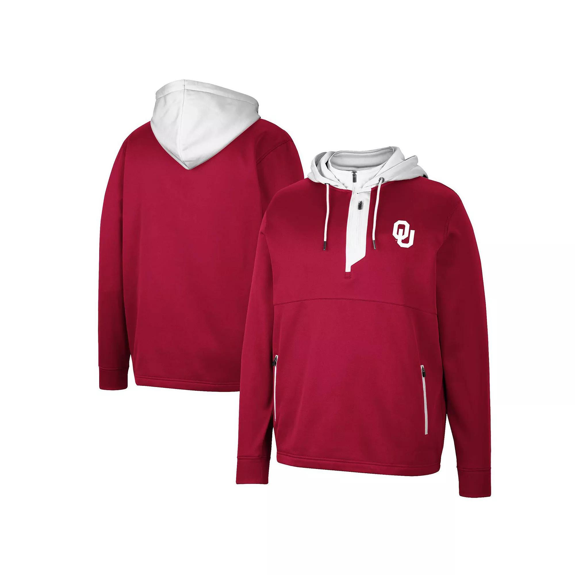 Men's Colosseum Crimson Oklahoma Sooners Luge 3.0 Quarter-Zip Hoodie, Size: Large, Red Product Image