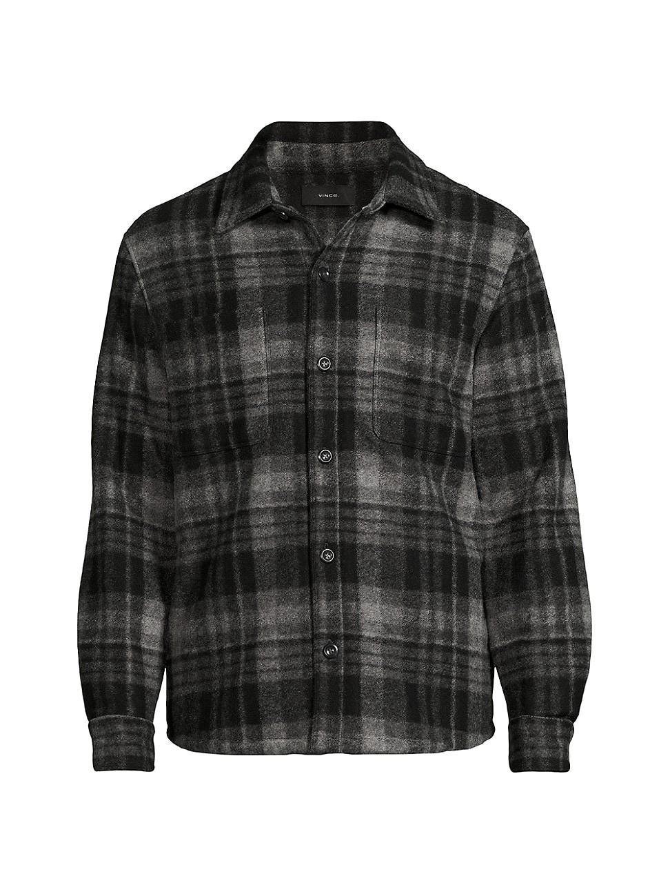 Mens Faux Sherpa Lined Plaid Shirt Jacket Product Image