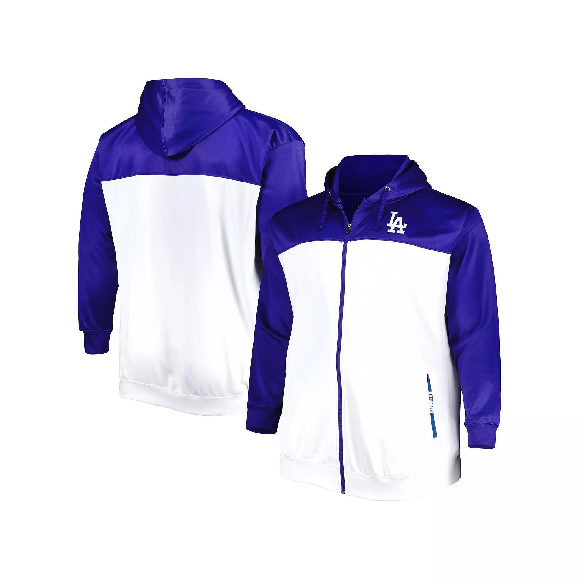 Men's Royal/White Los Angeles Dodgers Big & Tall Yoke Full-Zip Hoodie, Size: 2XB, Blue Product Image