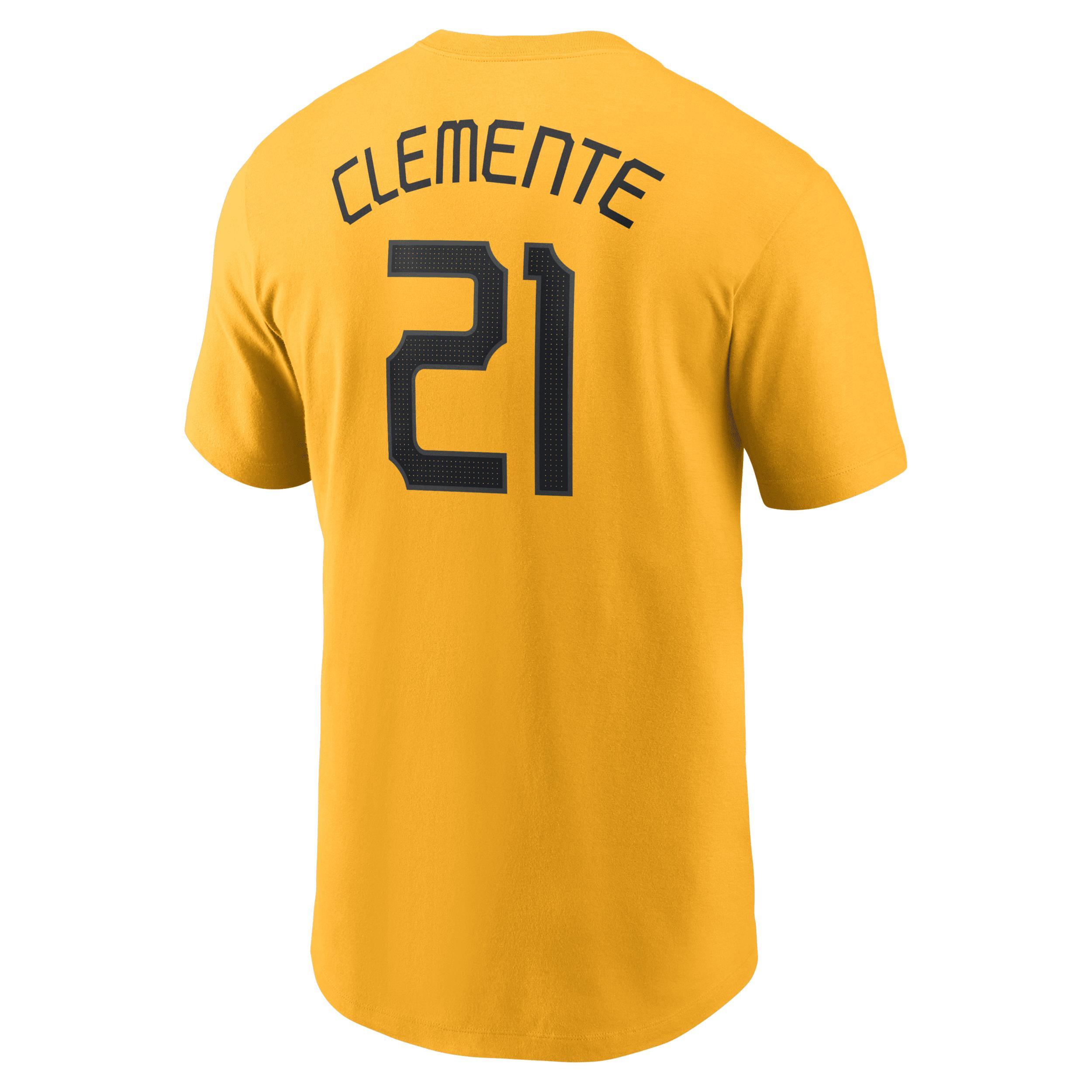 Mens Nike Roberto ClementeGold Pittsburgh Pirates City Connect Fuse Name & Number T-Shirt Product Image