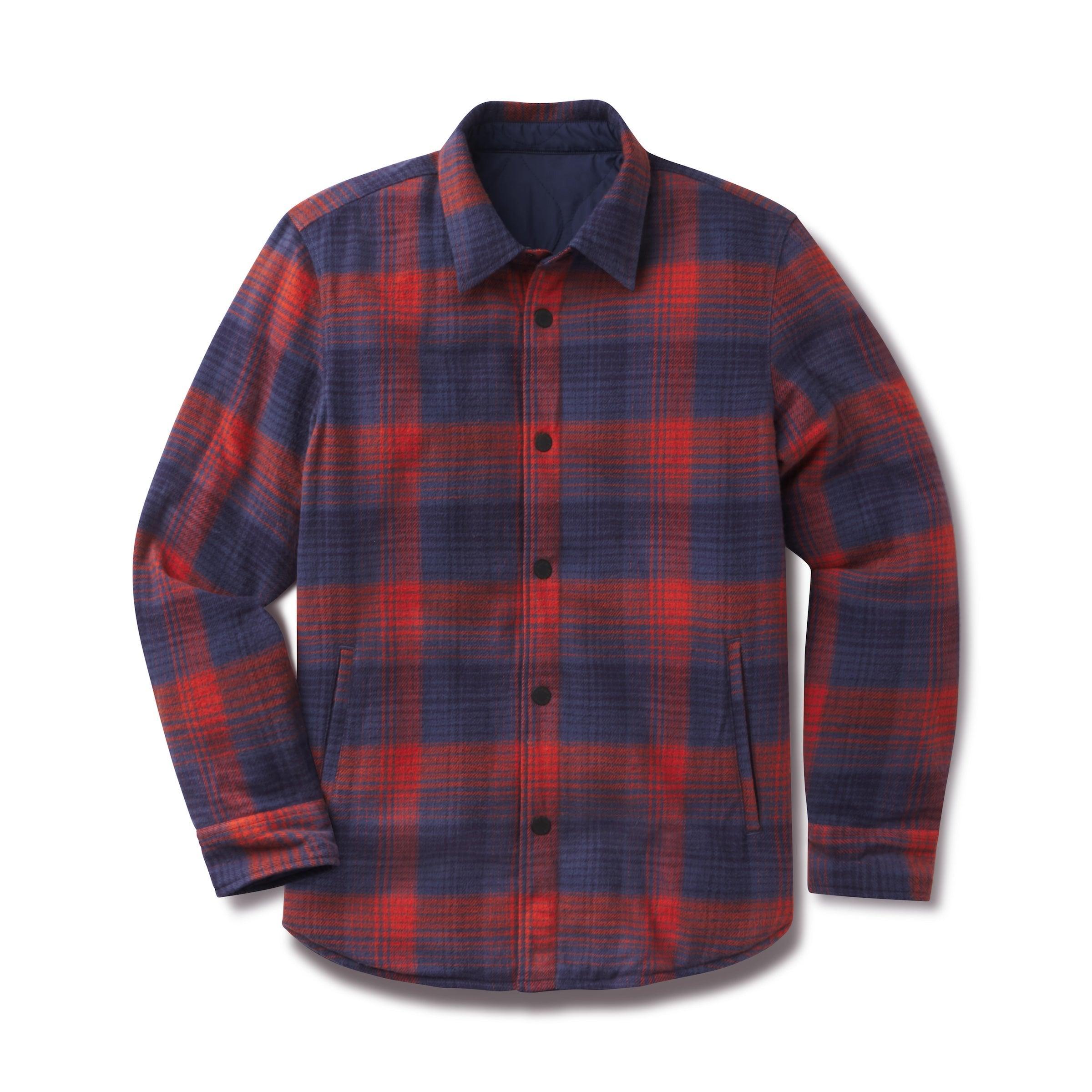 Quilted Flannel Reversible Shirt Jacket - Navy Product Image