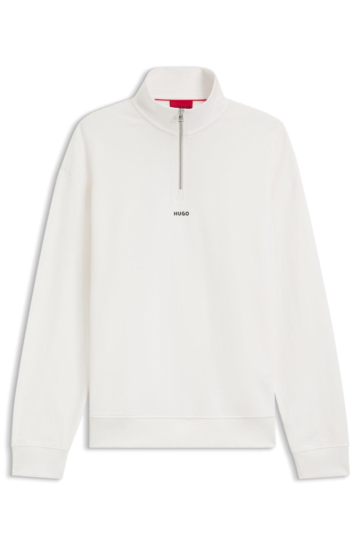 Zip-neck sweatshirt in cotton terry with logo print Product Image
