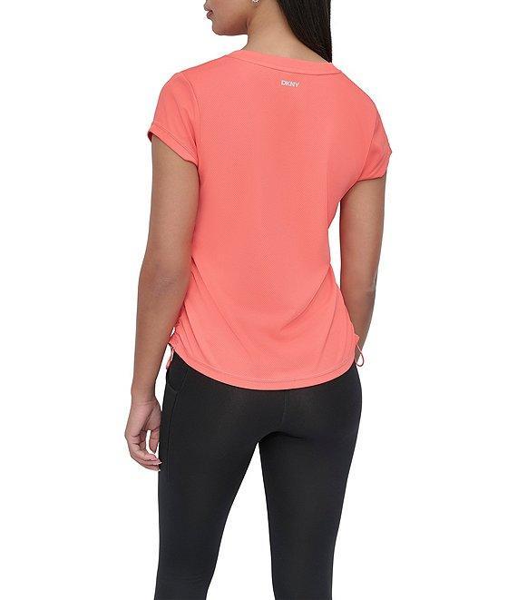 DKNY Sport by Donna Karan V Neck Short Sleeve Tech Ruched Side Seam Tee Product Image