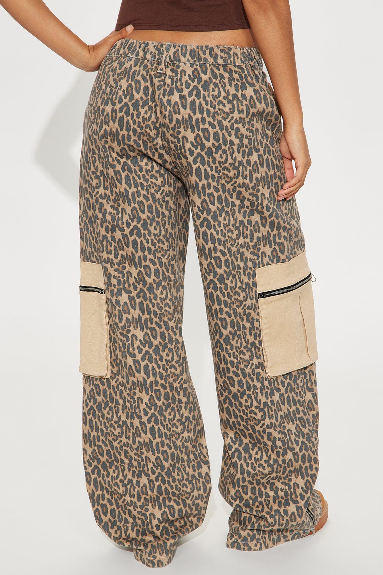 On The Prowl Leopard Twill Wide Leg Pant - Brown/combo Female Product Image