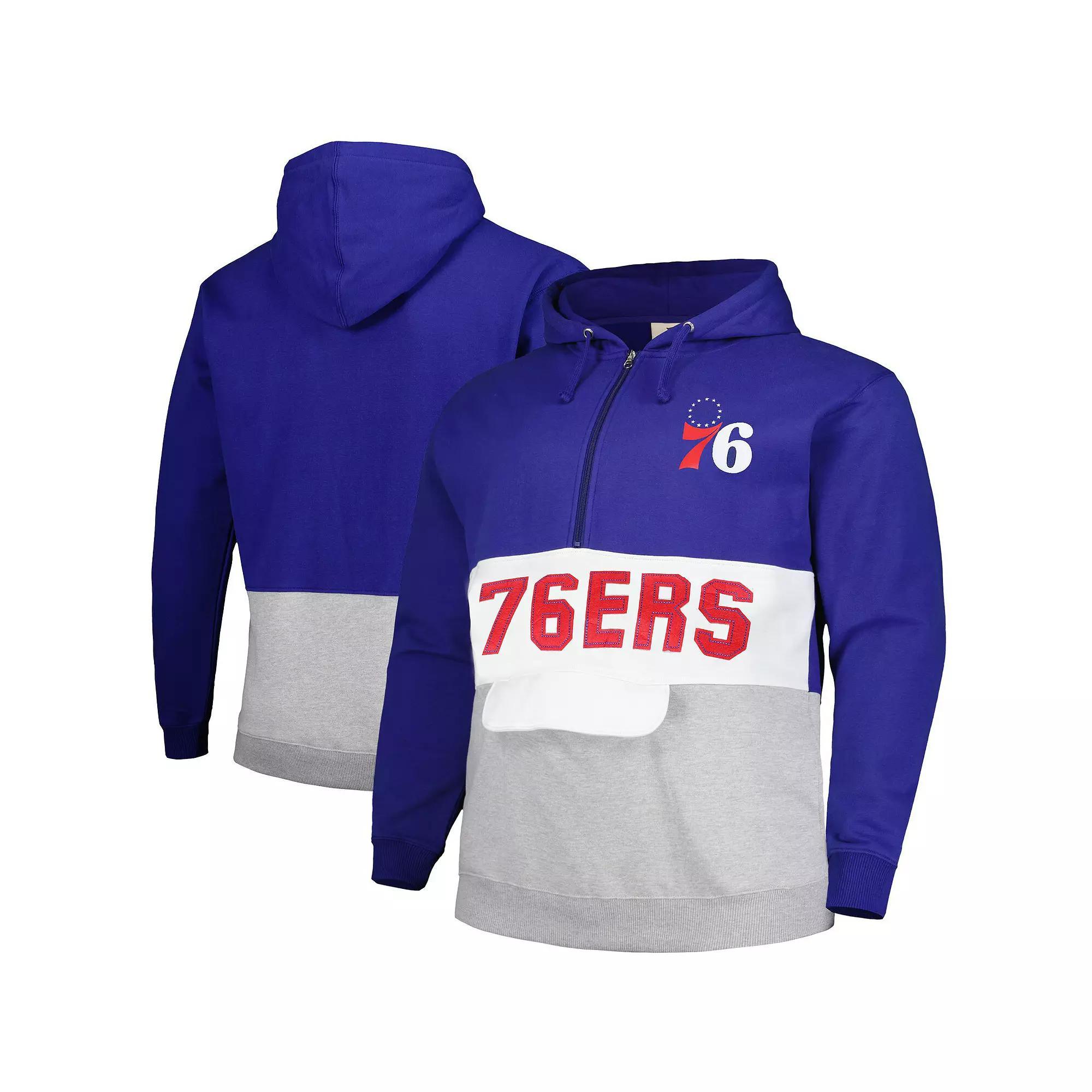 Men's Fanatics Branded Royal Philadelphia 76ers Big & Tall Anorak Half-Zip Hoodie,  Product Image
