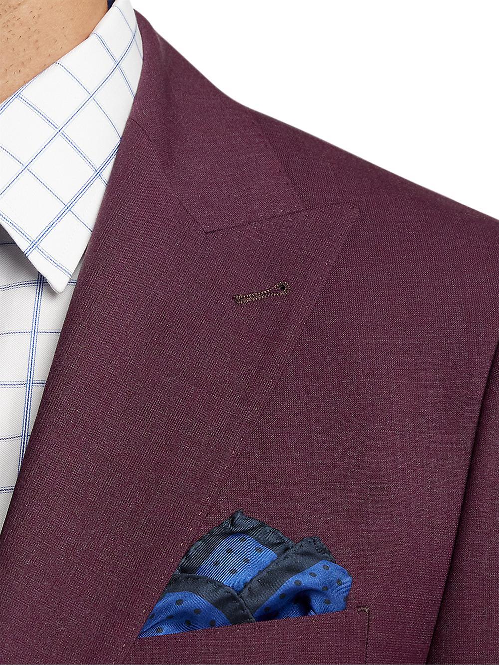 Wool Stretch Bengaline Single Breasted Peak Lapel Suit - Plum Product Image