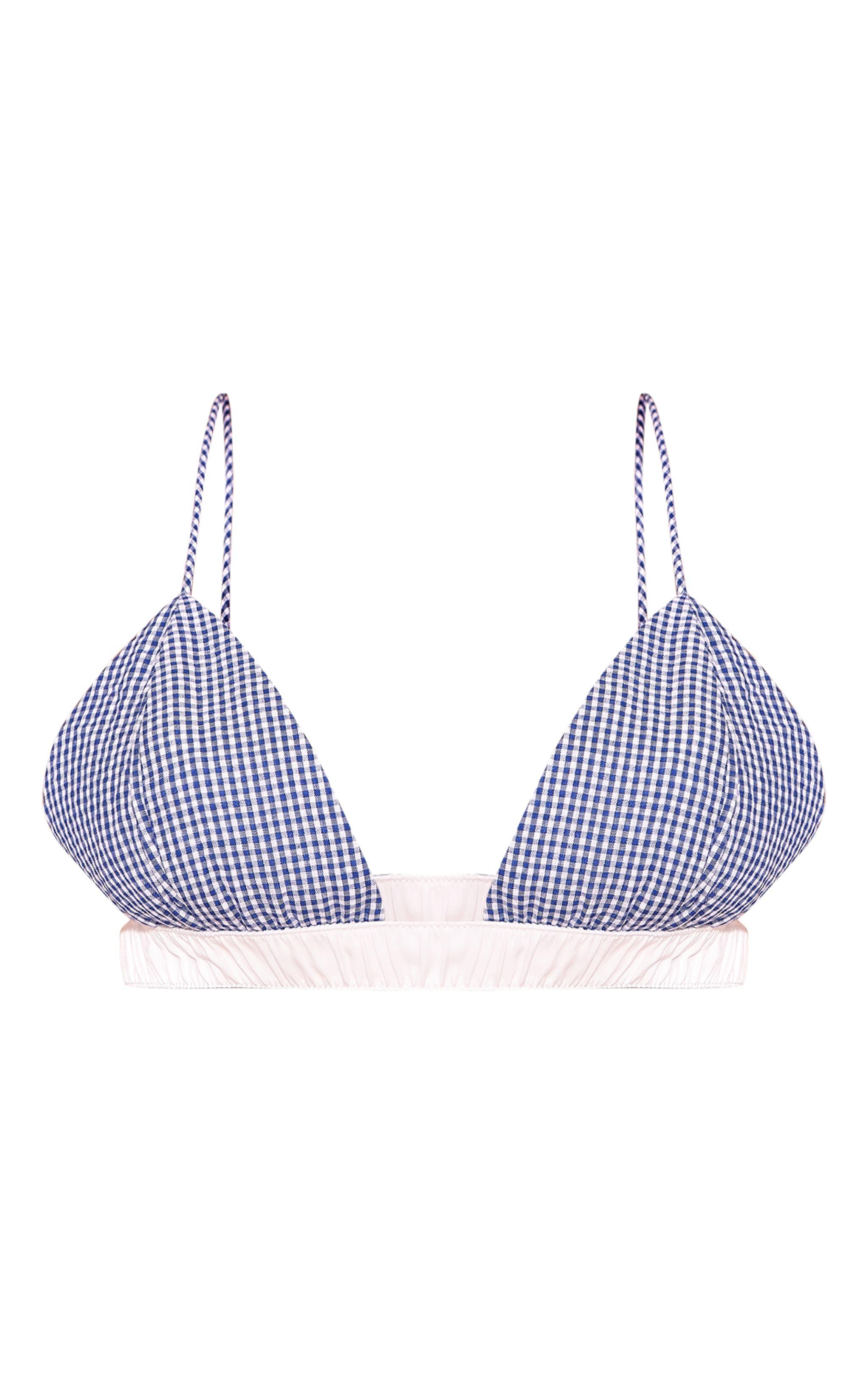 Blue Check Contrast Bralette Product Image