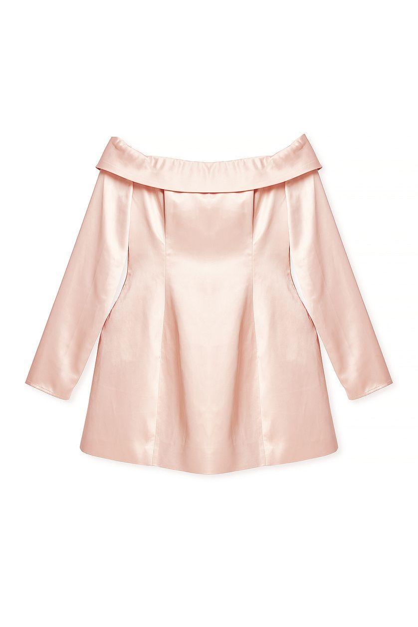 Off Shoulder Satin Mini Dress Product Image