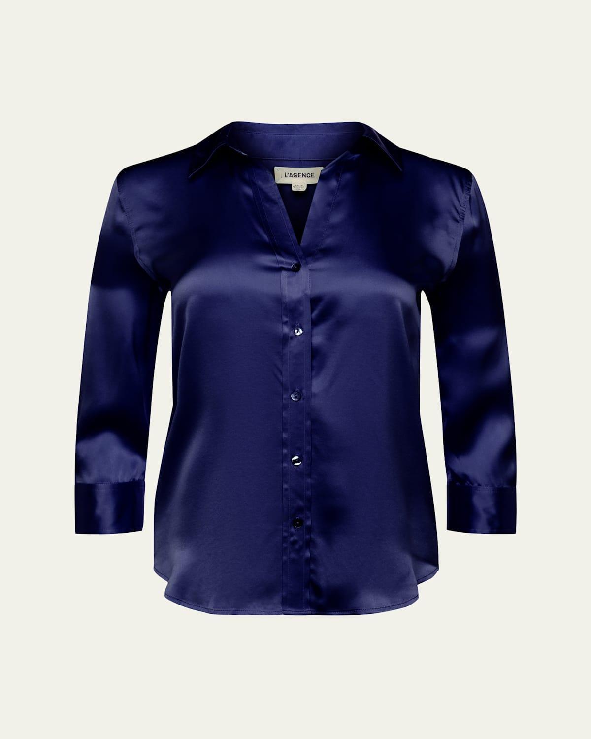 Womens Dani Three-Quarter Sleeve Silk Shirt Product Image