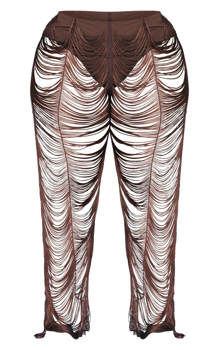 Plus Chocolate Tassel Distressed Pants Product Image